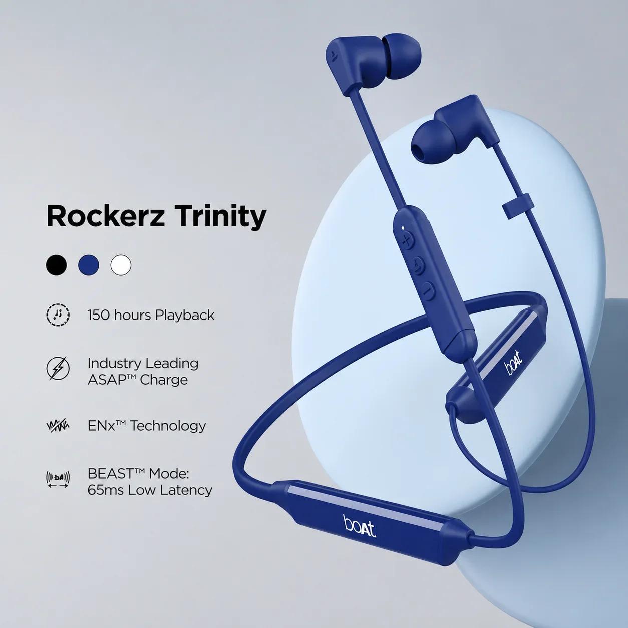 boAt Rockerz Trinity Wireless Neckband with 150 Hours Playback, ASAP™ Charge & BEAST™ Mode