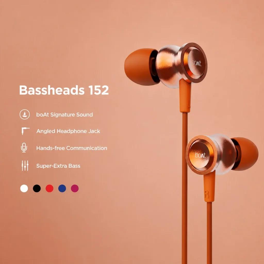 boAt Bassheads 152 Wired In-Ear Earphones with Super-Extra Bass & Angled Jack