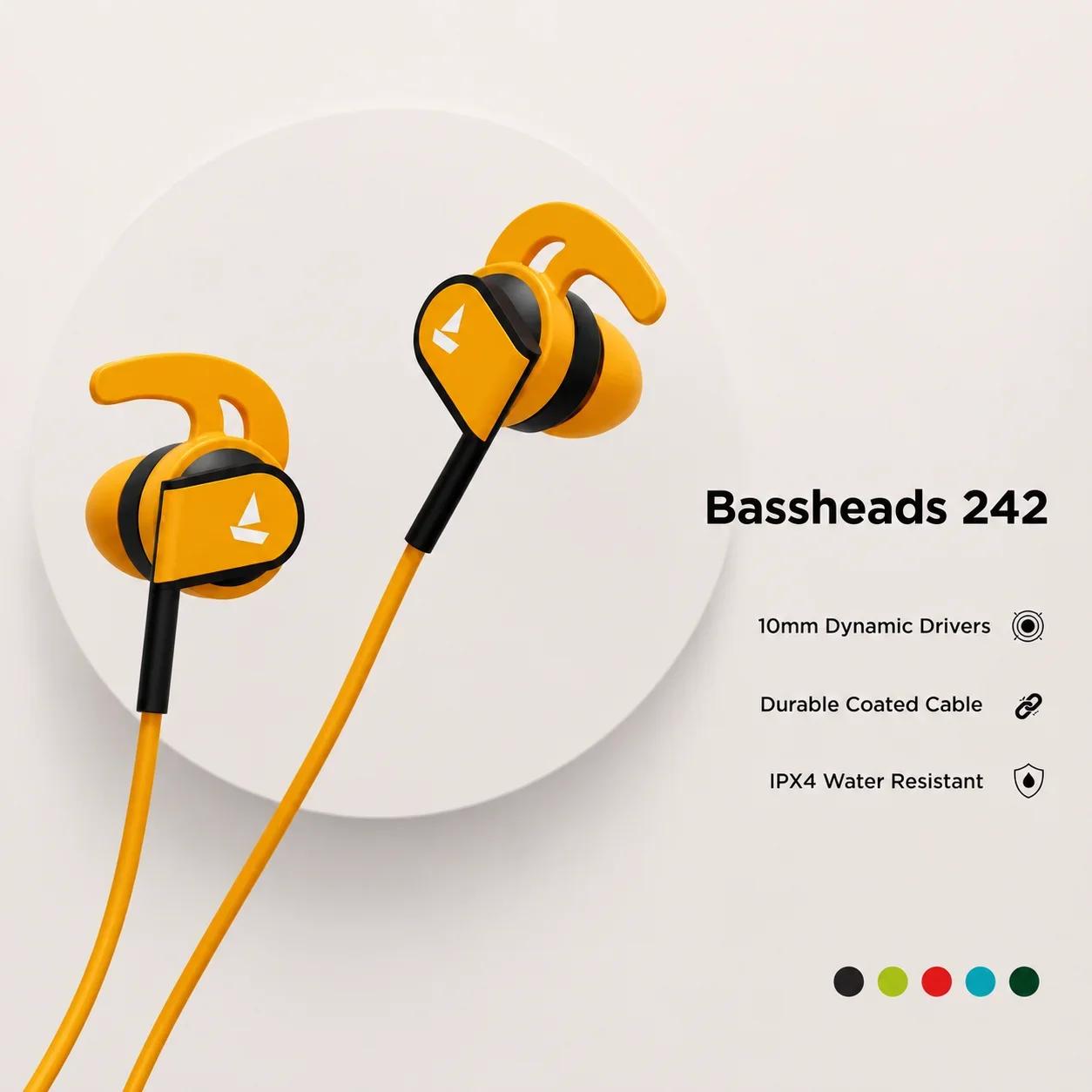 boAt Bassheads 242 Wired Sports Earphones with 10mm Dynamic Drivers & IPX4 Rating