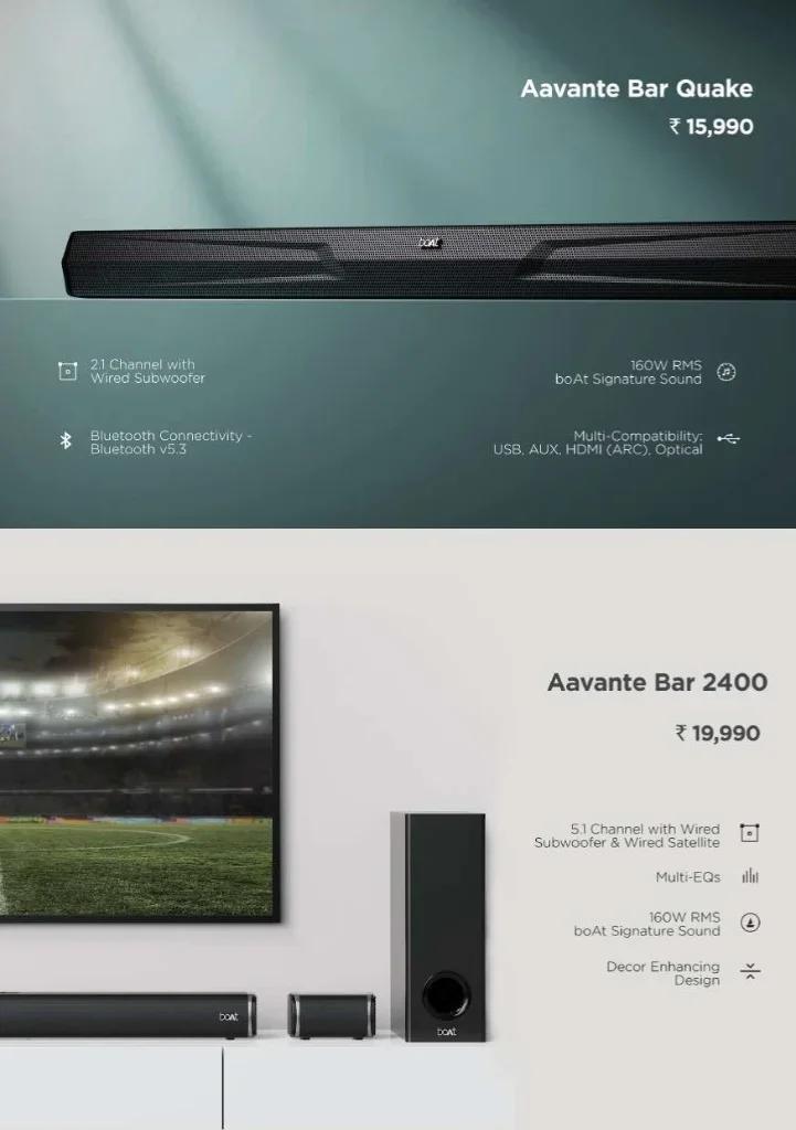 boAt Aavante Bar Soundbar Series (Aavante Bar Quake & Aavante Bar 2400) with 160W RMS boAt Signature Sound & Multi-Connectivity