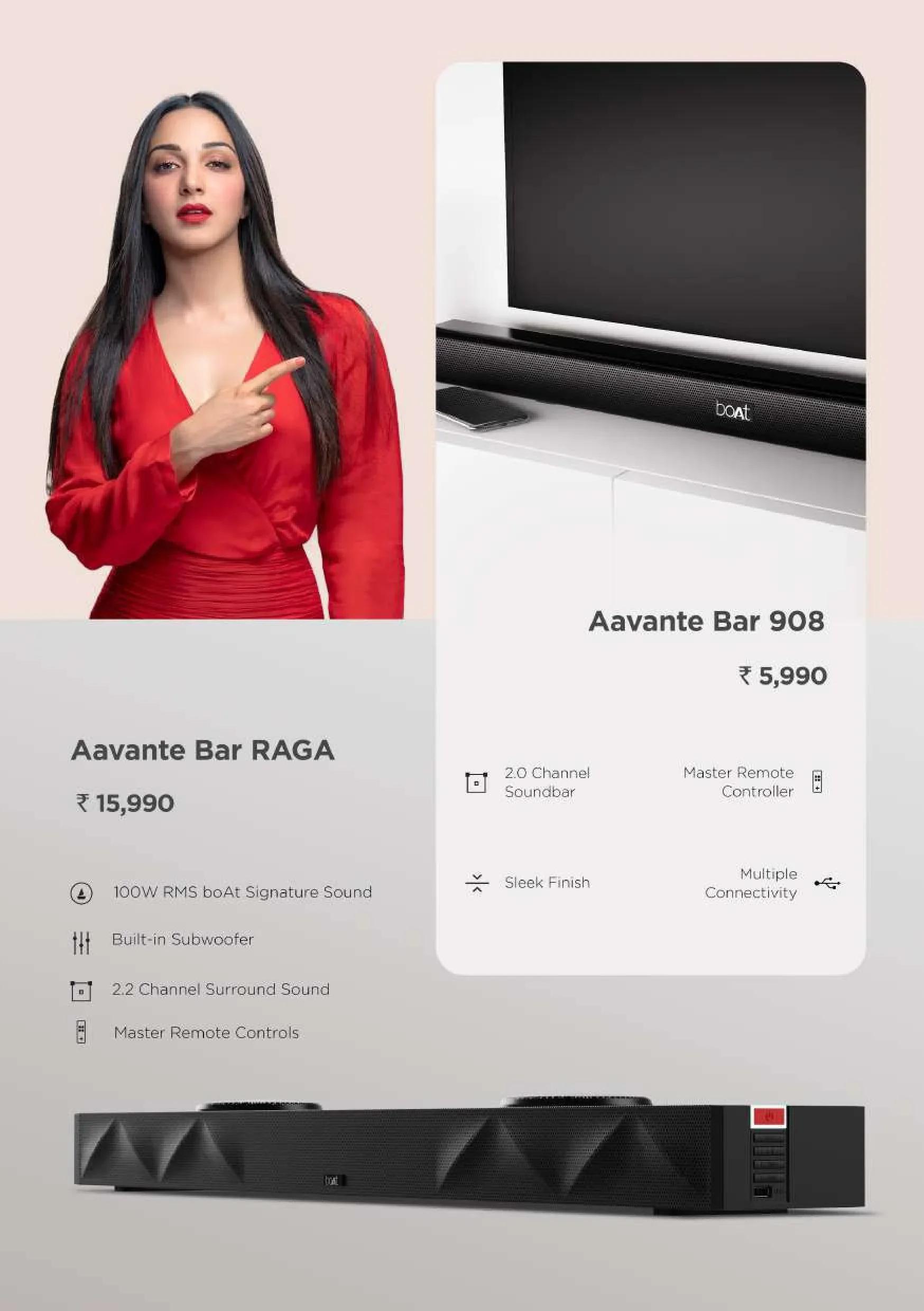 boAt Aavante Bar Soundbar Series (Aavante Bar RAGA & Aavante Bar 908) with Sleek Design & Master Remote Control