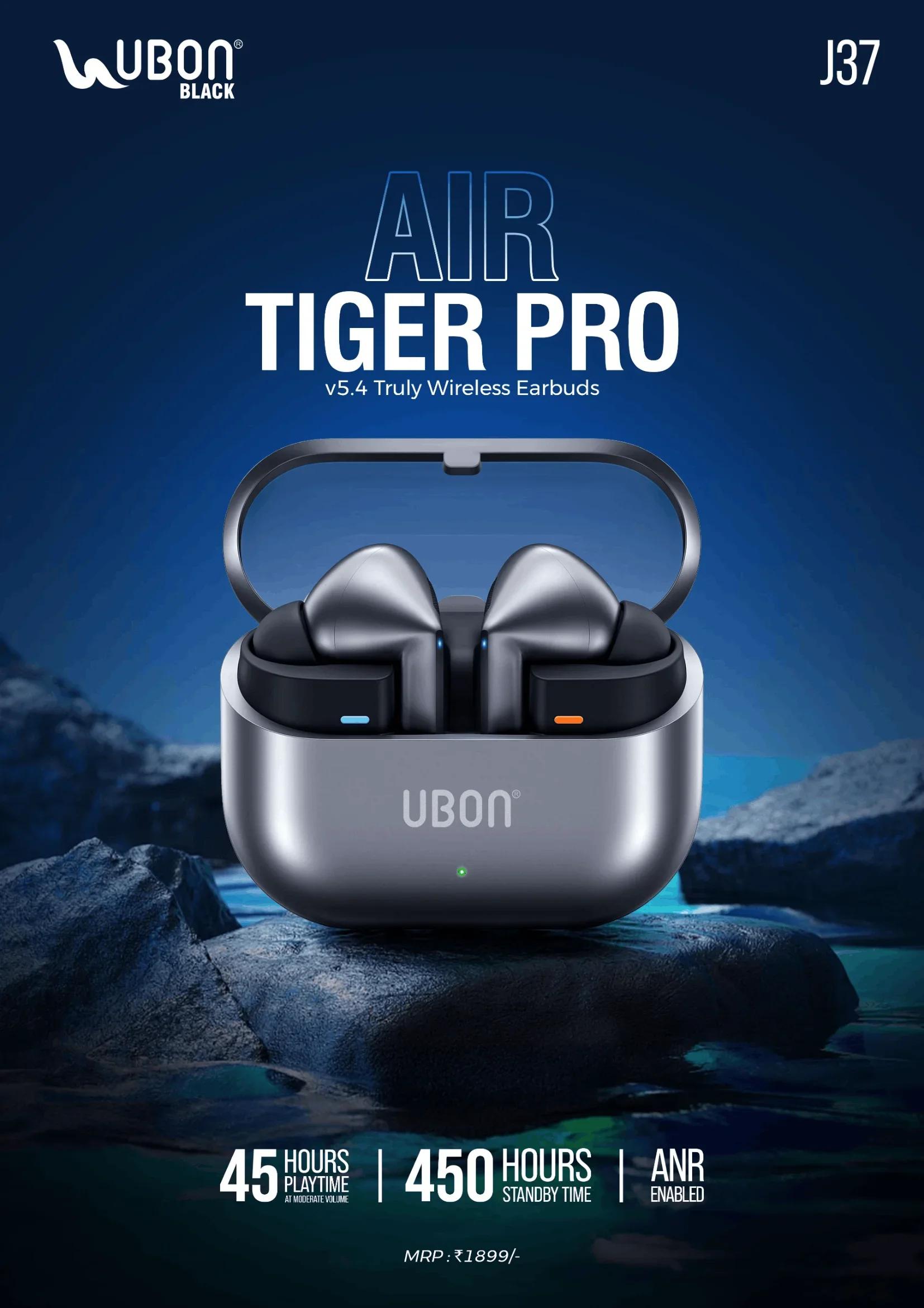 UBON Black J37 Wireless Earbuds with Bluetooth v5.4, Deep Bass & Ergonomic Fit
