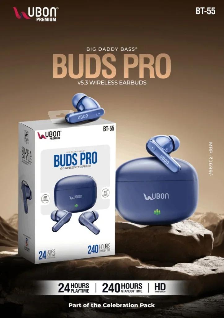 UBON Premium BT-55 BUDS PRO TWS Earbuds with Big Daddy Bass®, 24 Hours Playtime & HD Sound