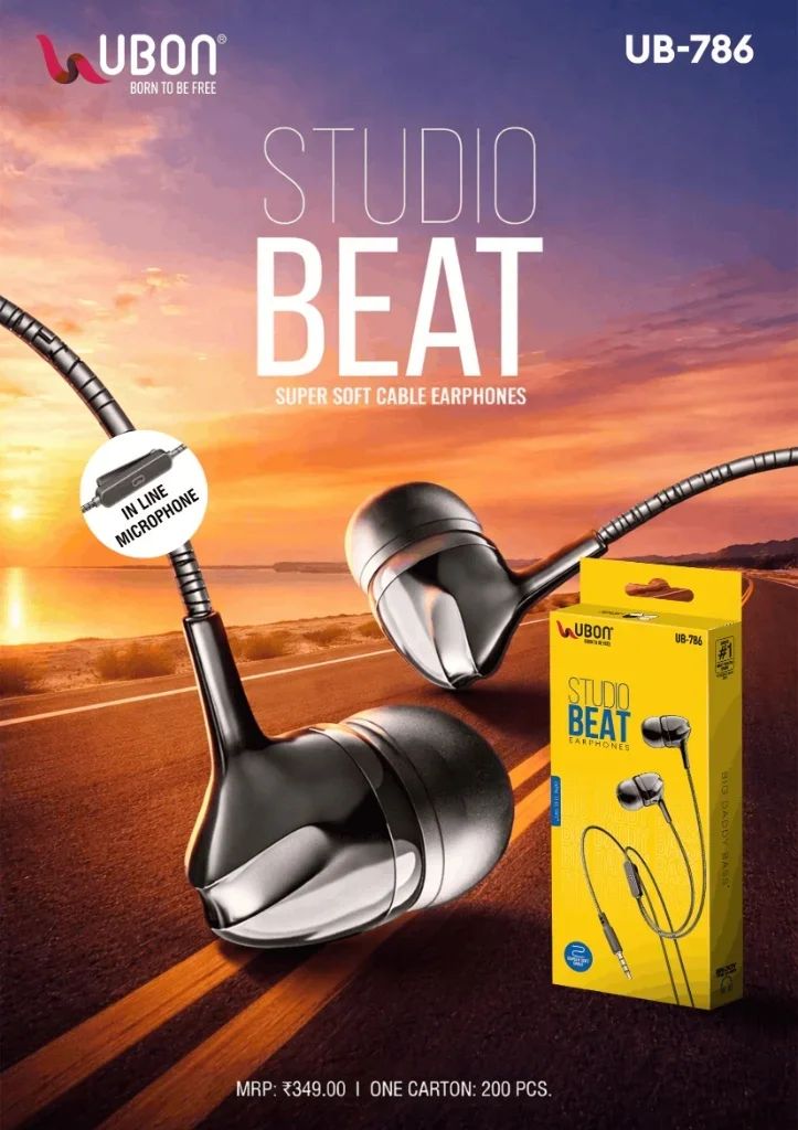 UBON UB-786 STUDIO BEAT Wired Earphones with In-Line Microphone & Super Soft Cable