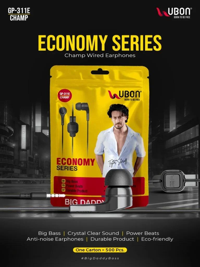UBON GP-311E CHAMP ECONOMY SERIES Anti-Noise Wired Earphones with Big Bass & Power Beats