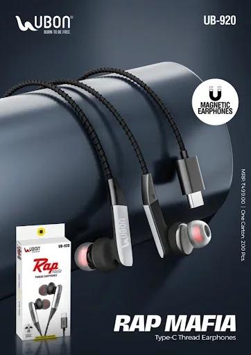 UBON UB-920 RAP MAFIA Type-C Magnetic Thread Earphones with Braided Cable