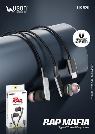 UBON UB-920 RAP MAFIA Type-C Magnetic Thread Earphones with Braided Cable