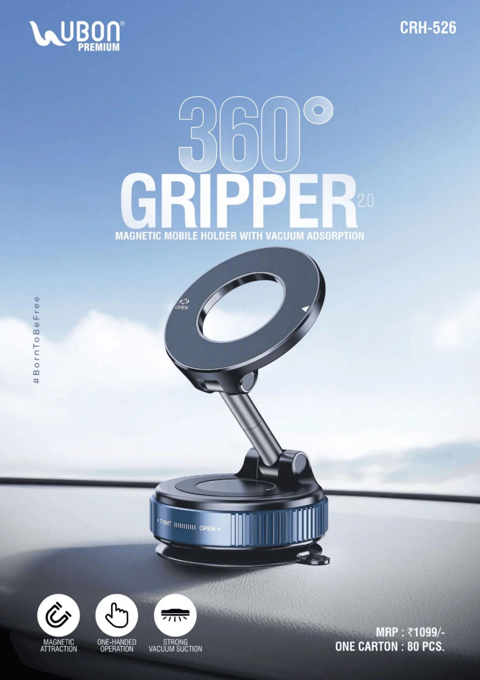 UBON Premium CRH-526 GRIPPER 2.0 360° Magnetic Mobile Holder with Vacuum Adsorption