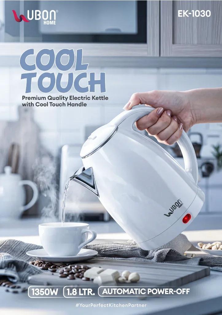 UBON EK-1030 Cool Touch 1.8L Electric Kettle with 1350W Power & Auto Power-Off