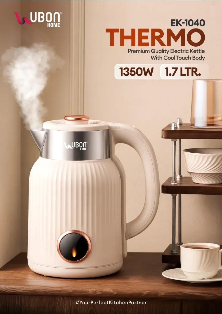 UBON EK-1040 Thermo 1.7L Premium Electric Kettle with Cool Touch Body (1350W)
