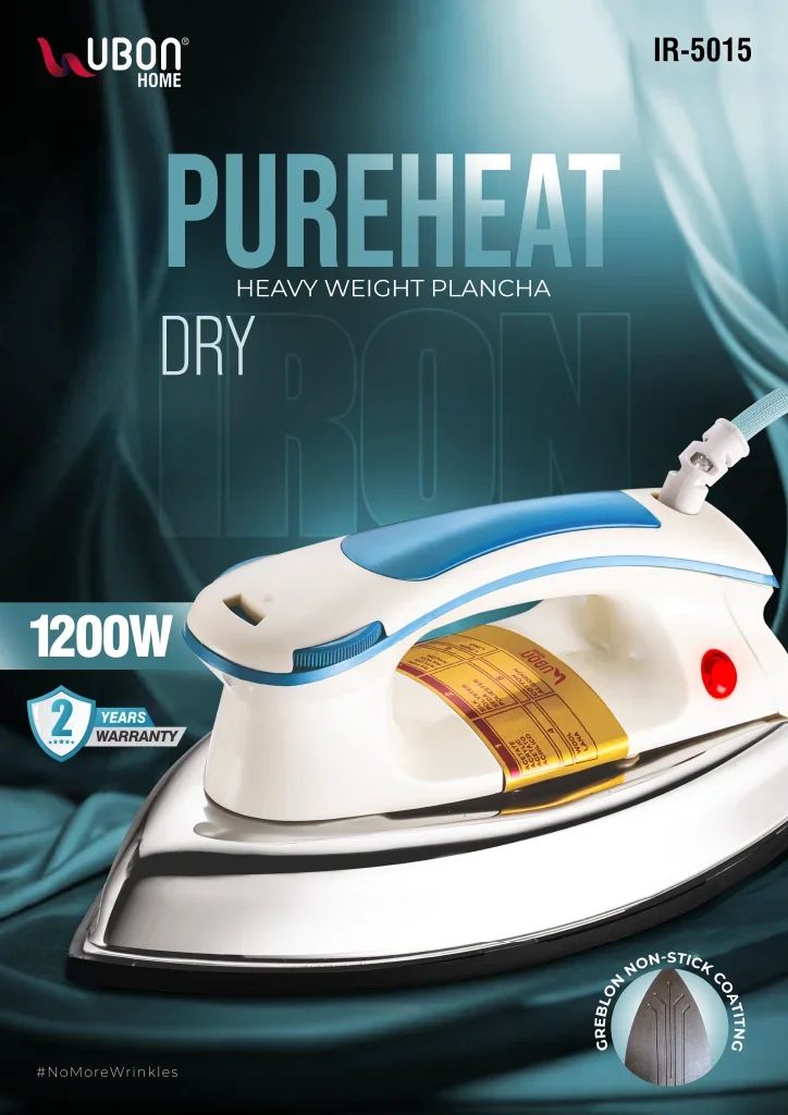 UBON IR-5015 PureHeat 1200W Heavy Weight Plancha Dry Iron