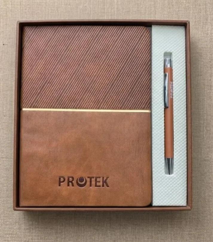 Embossed Leatherette Notebook & Metallic Pen Gift Set