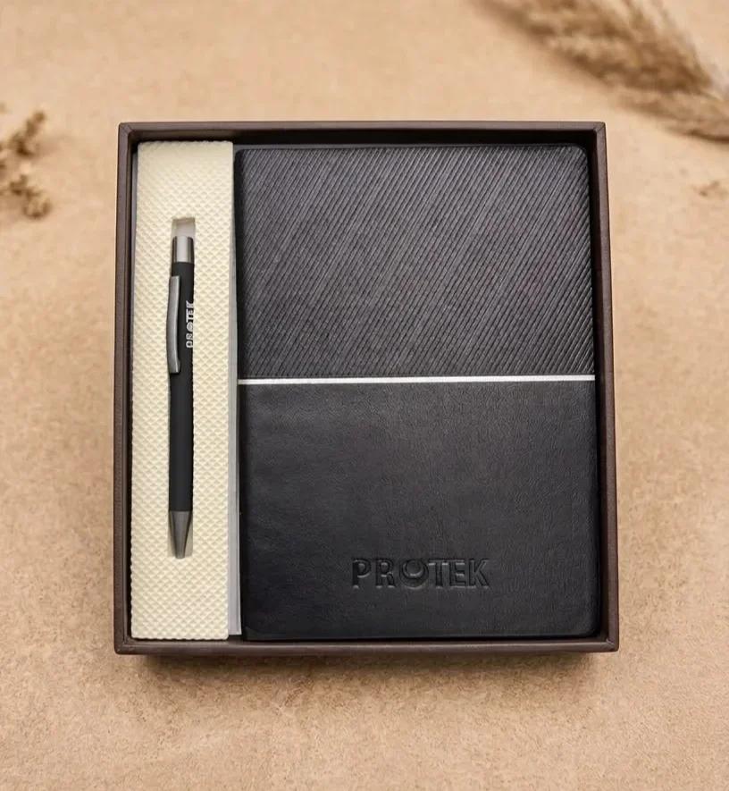 Executive Black Leatherette Notebook & Pen Gift Set