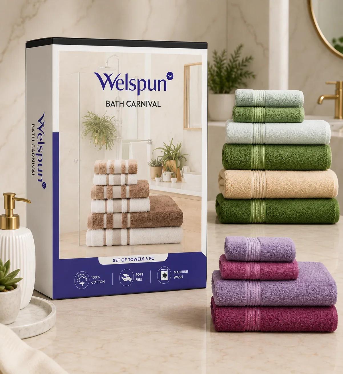 Welspun Bath Carnival 6-Piece Towel Set Packaging