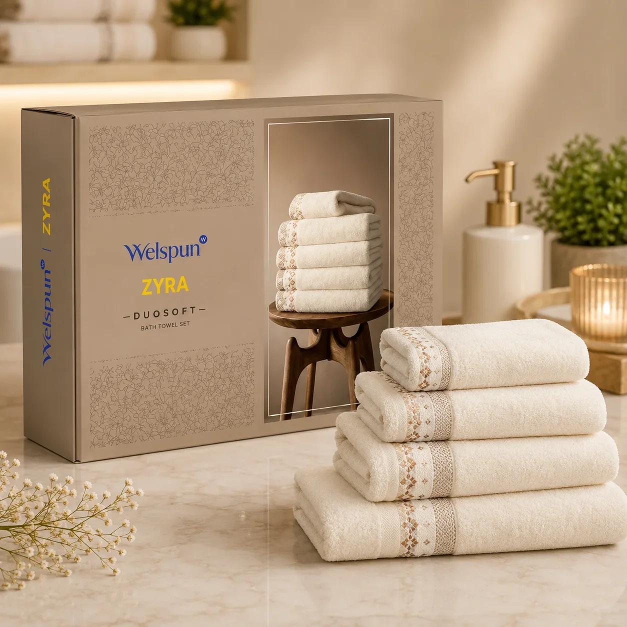 Welspun Zyra Duosoft Bath Towel Set Packaging