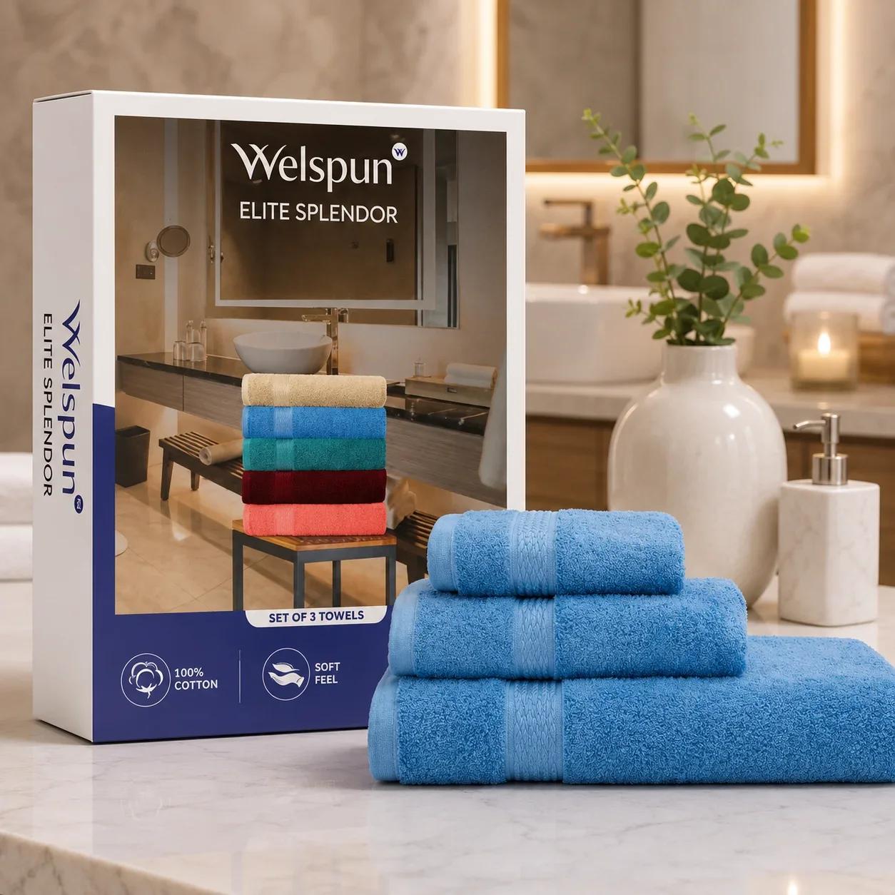 Welspun Elite Splendor 3-Piece Cotton Towel Set