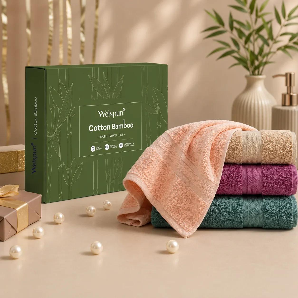 Welspun Cotton Bamboo Bath Towel Set Packaging