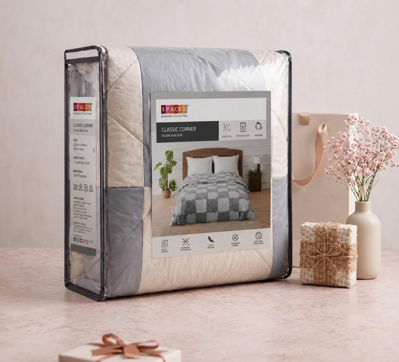 Spaces Classic Corner Double Bed Quilt Packaging