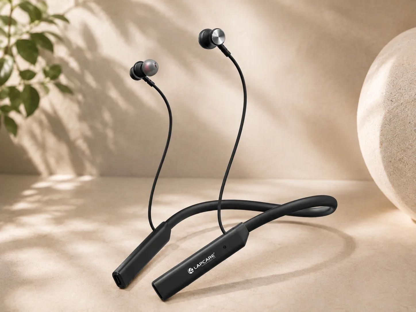 Lapcare Metallic Magnetic Wireless Neckband Earphones
