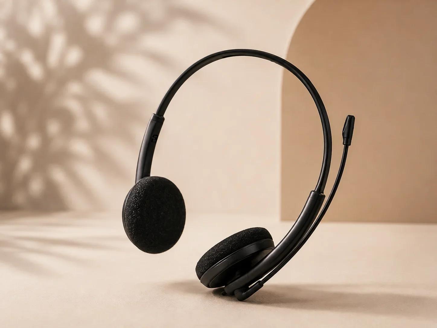Lapcare Ultra Lightweight On Ear USB Business Headset with Foam Earpads