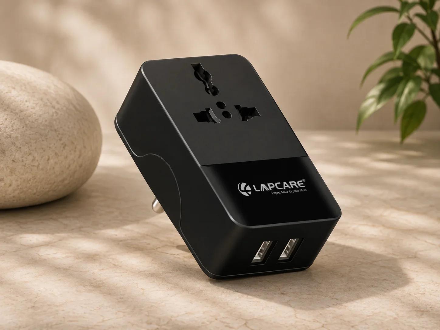 Lapcare Universal Travel Adapter Fast Charging Wall Plug Dual USB Ports