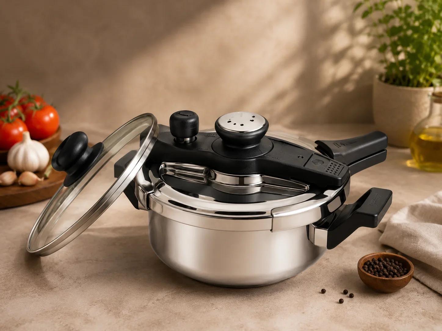 Prestige Clip-On Stainless Steel Pressure Cooker with Glass Lid
