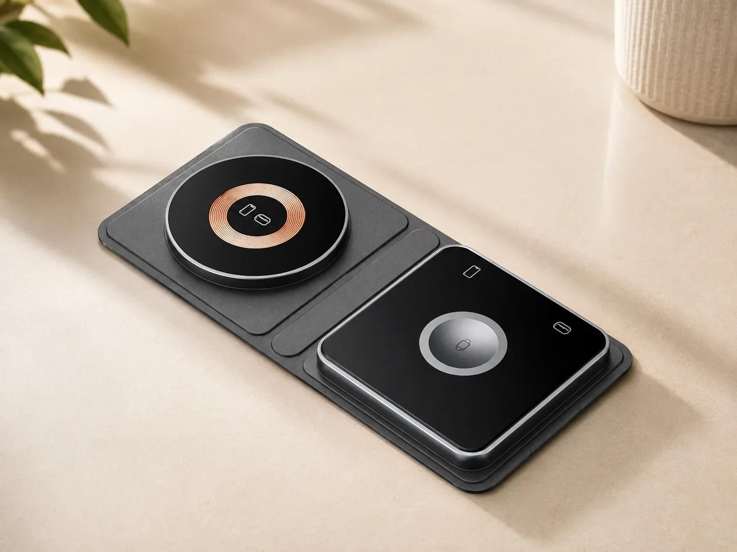 Lapcare Foldable 2-in-1 Dual Magnetic Wireless Charging Pad