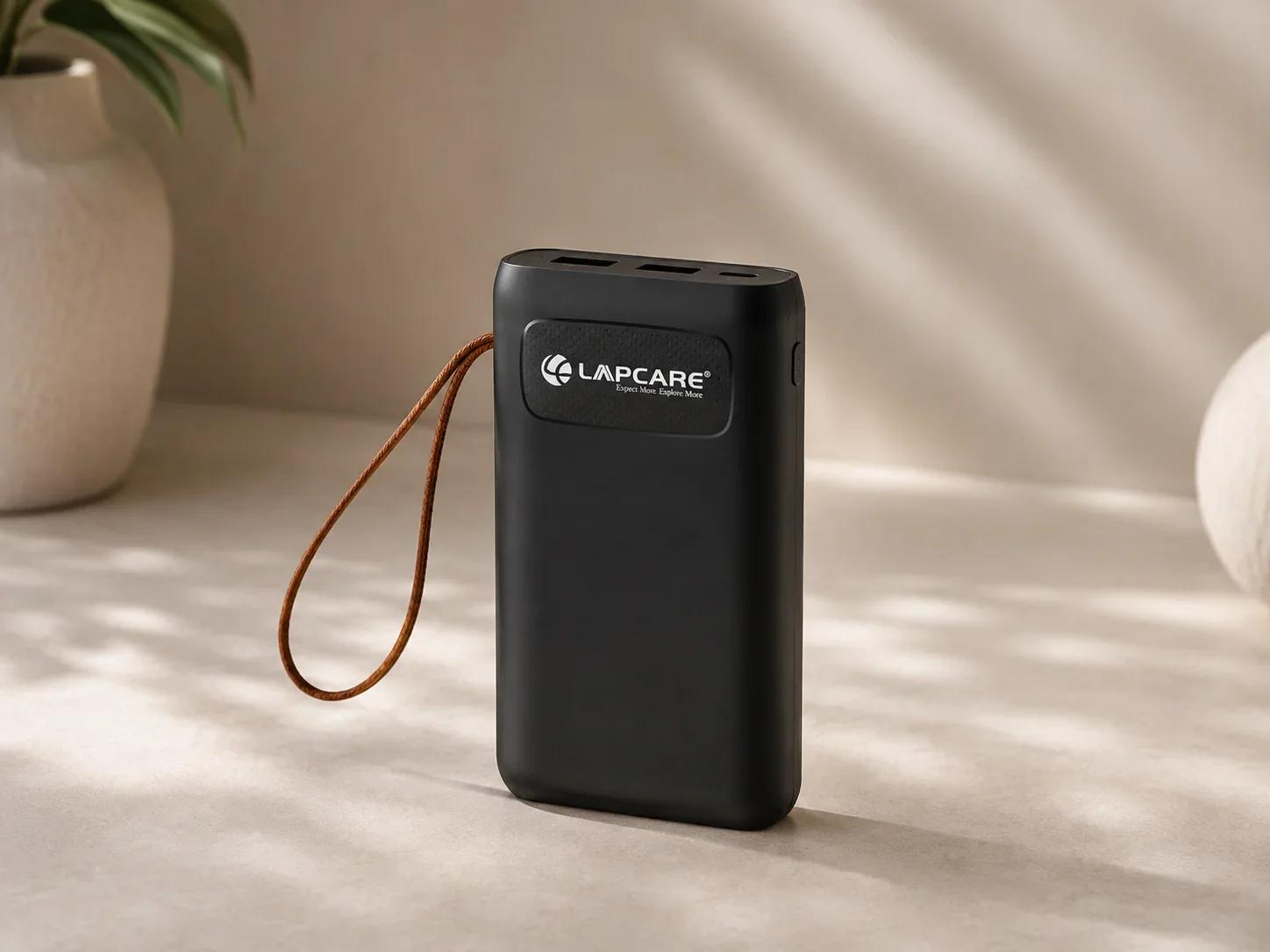 Lapcare Fast Charging Portable Power Bank with Leather Carrying Strap and Multiple Output Ports