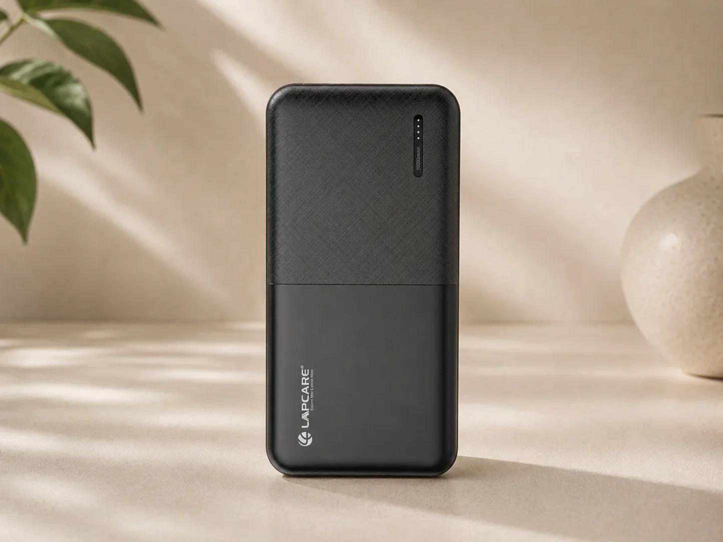 Lapcare 10000mAh Dual Texture Portable Power Bank with LED Battery Status Indicator