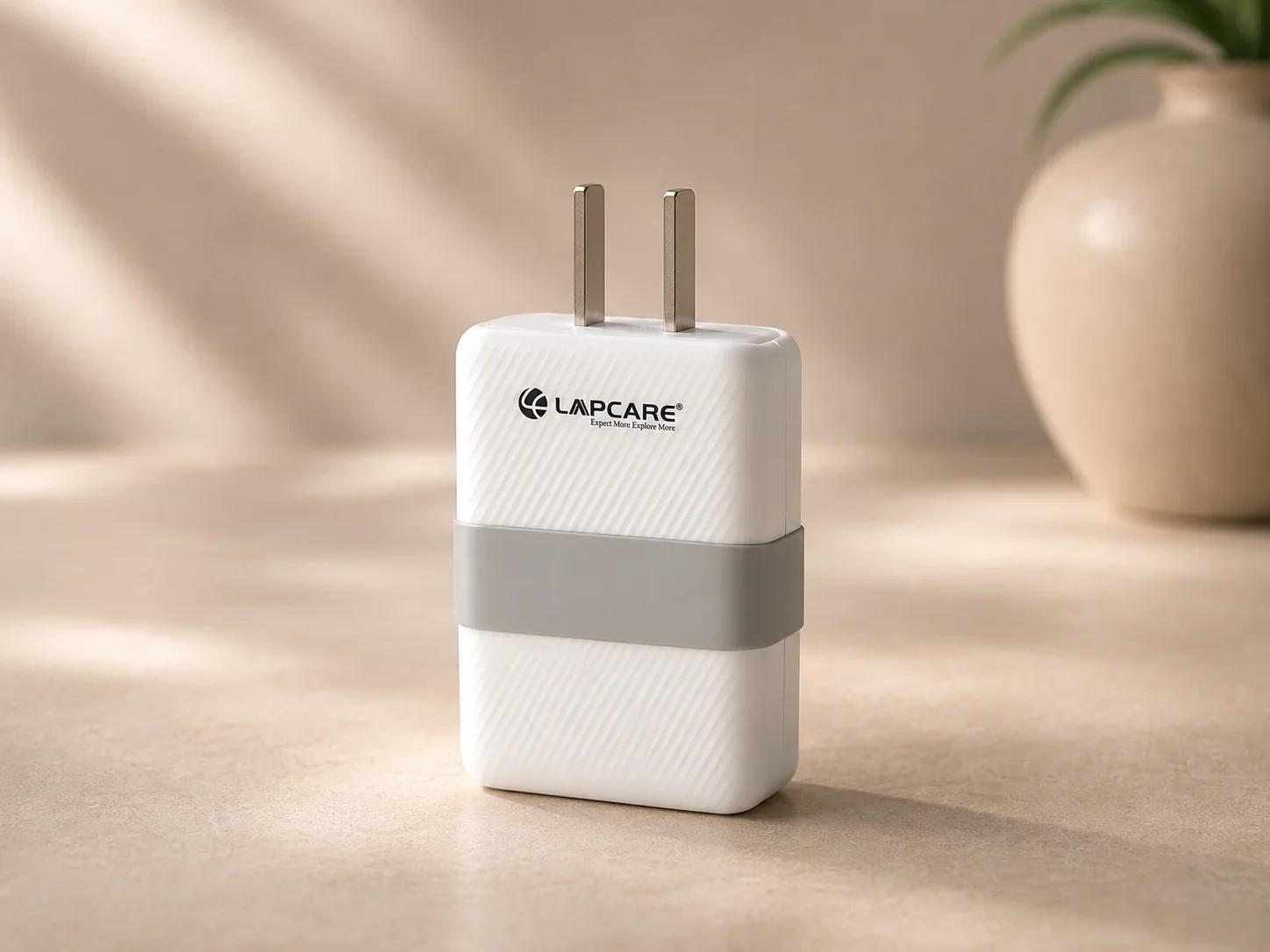 Lapcare Fast Charging Dual Pin Travel Adapter Wall Charger with Textured Finish