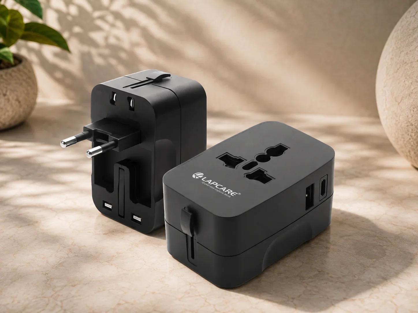 Lapcare All in One Universal World Travel Adapter Plug with USB and Type C Charging Ports