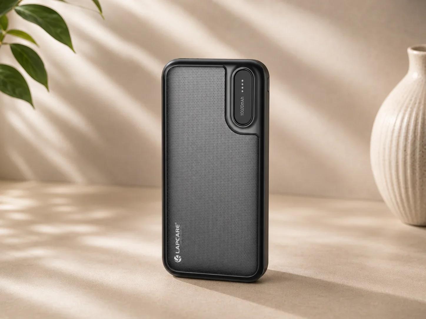 Lapcare 10000mAh Textured Grip Power Bank with Oval Corner LED Indicator Module