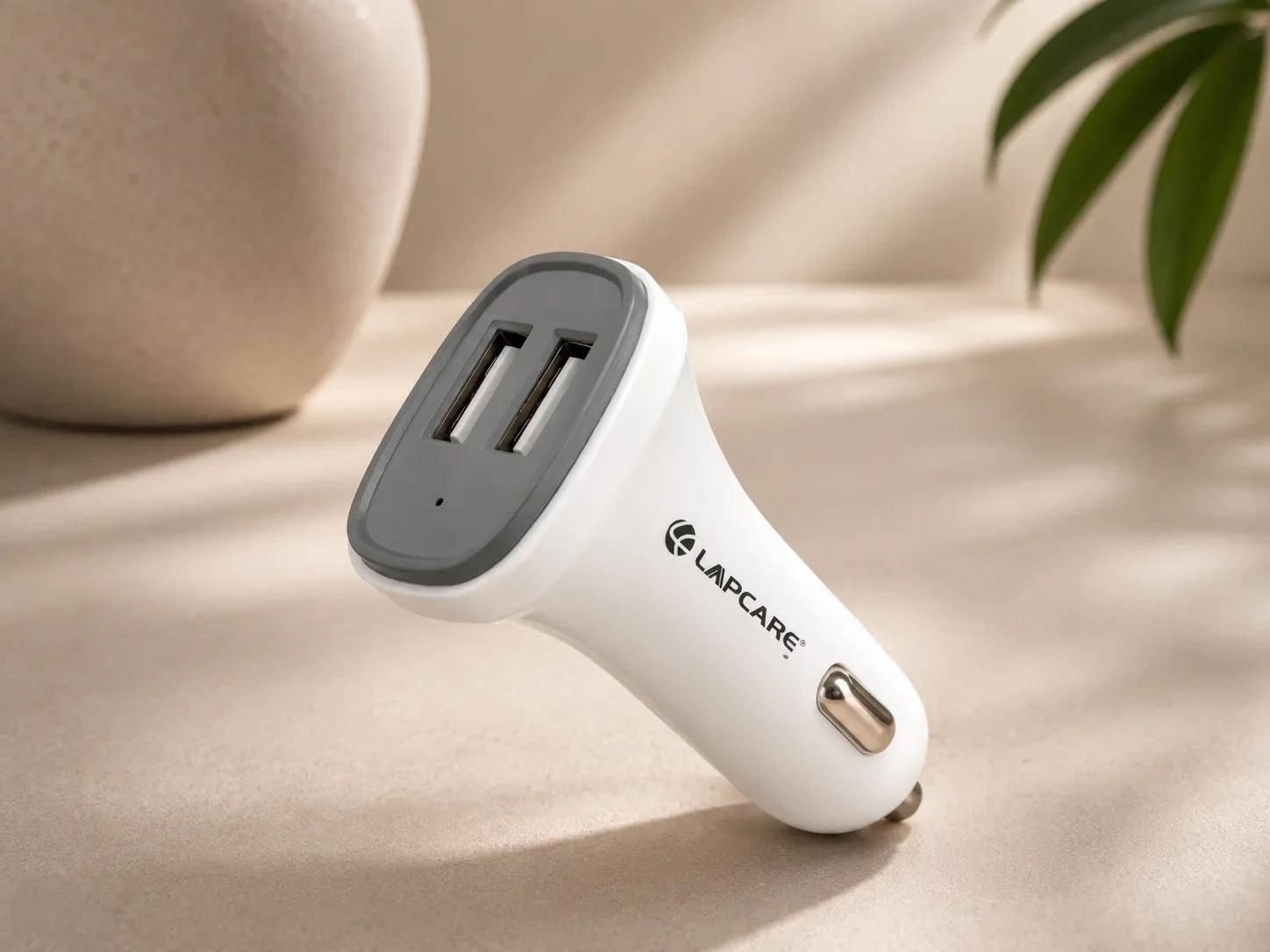 Lapcare Dual USB Car Charger Fast Charging Adapter