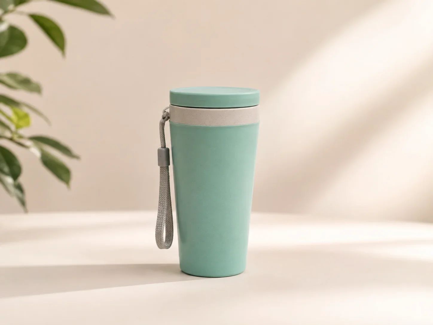 Reusable Eco Friendly Travel Coffee Tumbler With Carrying Strap
