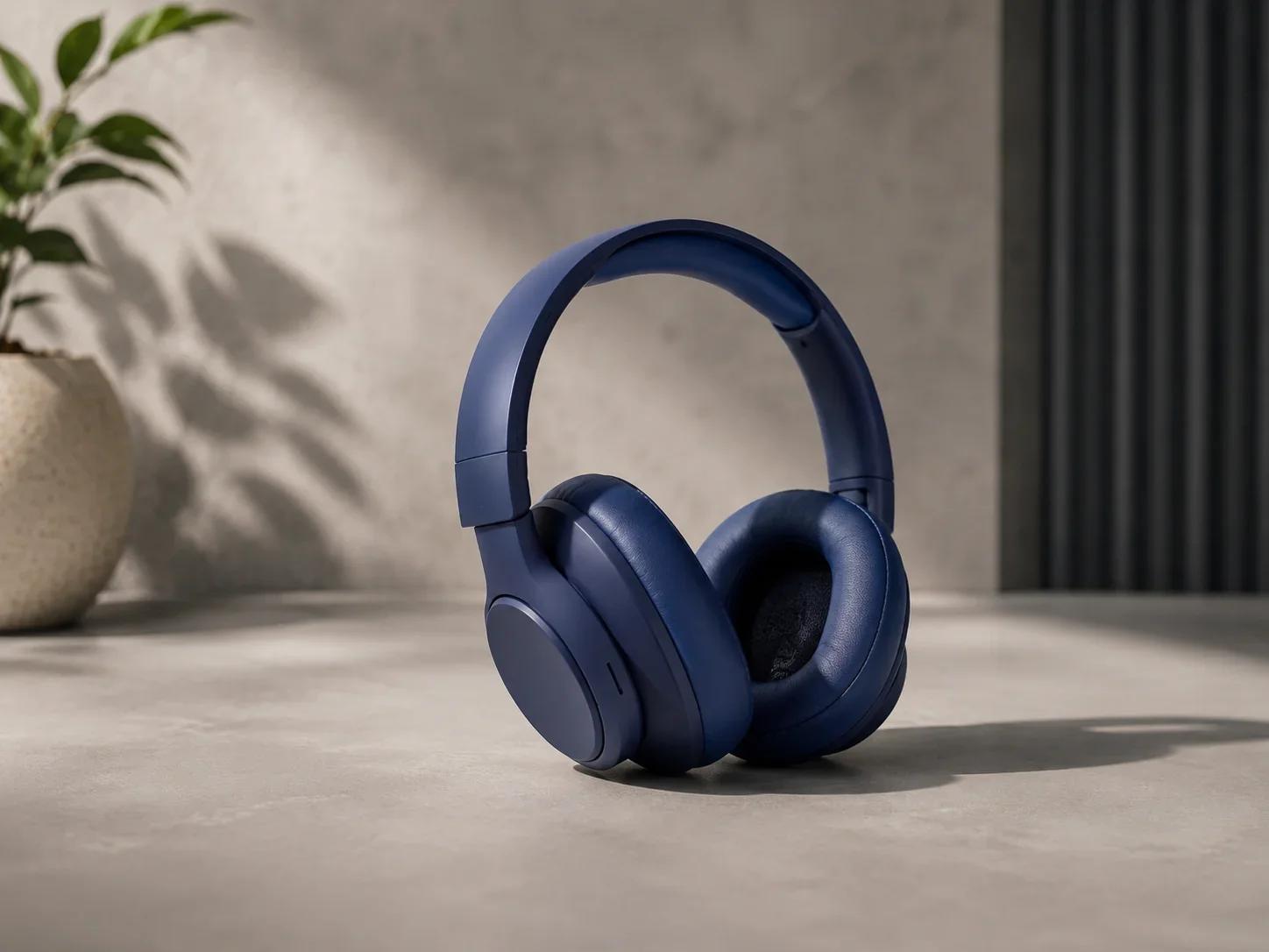 Premium Navy Blue Over-Ear Headphones Corporate Gift