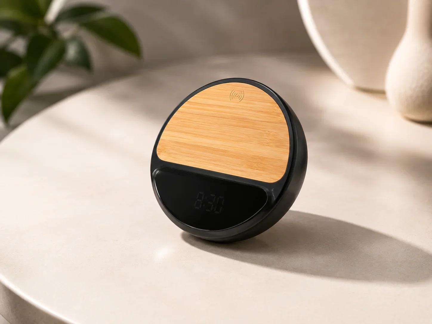 UrbanGear Wooden Wireless Charging Desk Clock