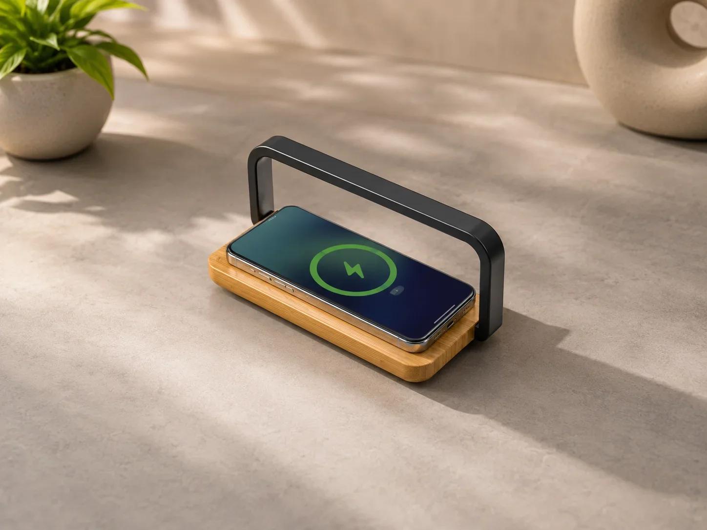 UrbanGear Wooden Wireless Charging Pad with LED Lamp Arch