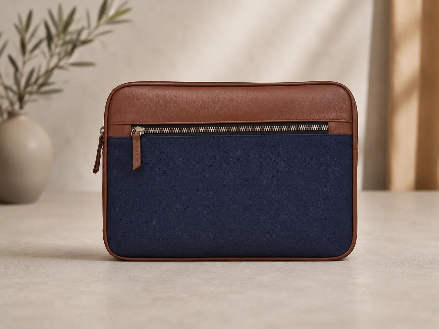 Lapcare ArtisanShield Dual Tone Laptop Sleeve Tan & Navy