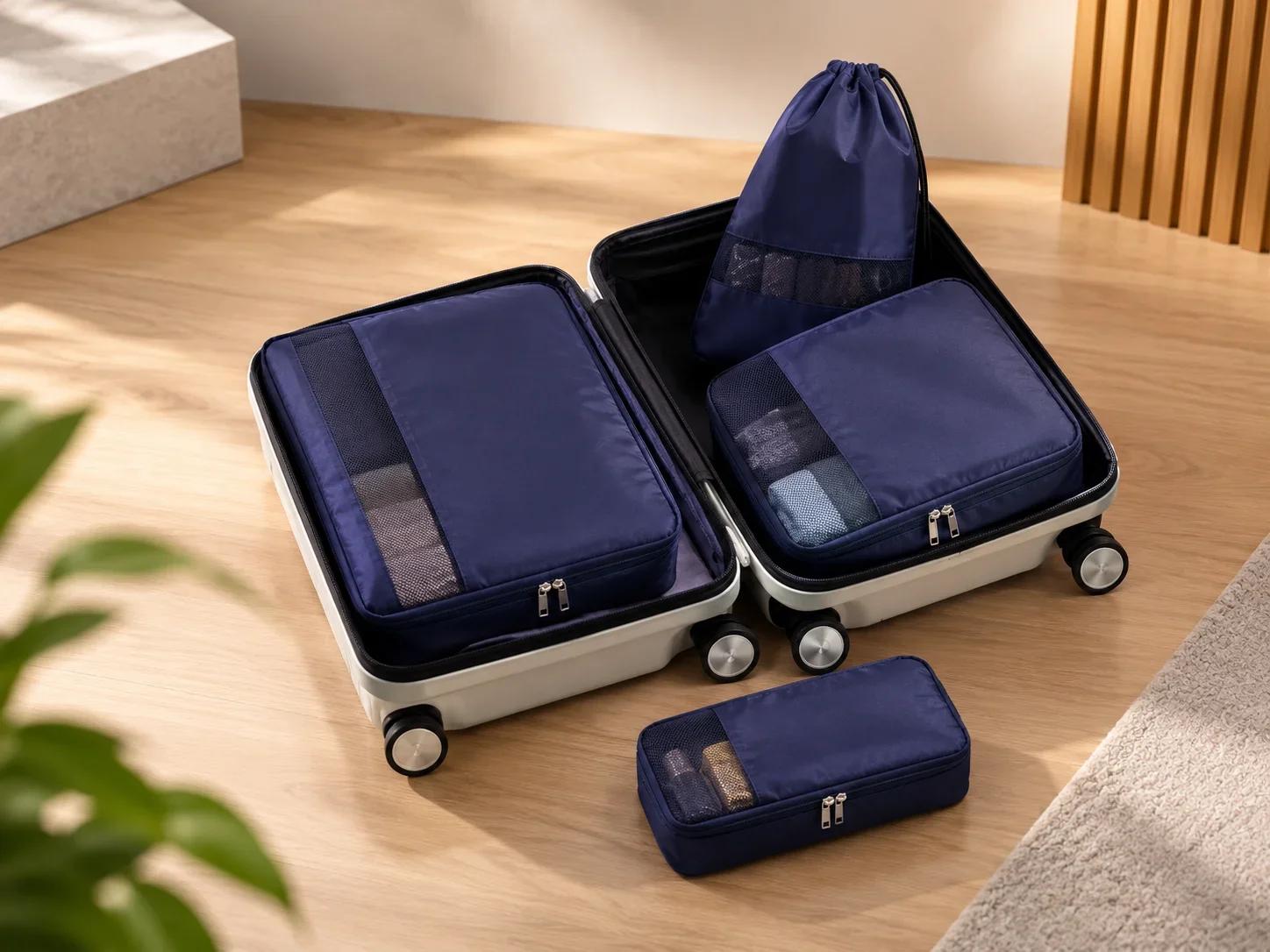 Multi-Piece Luggage Packing Cube Set for Suitcases