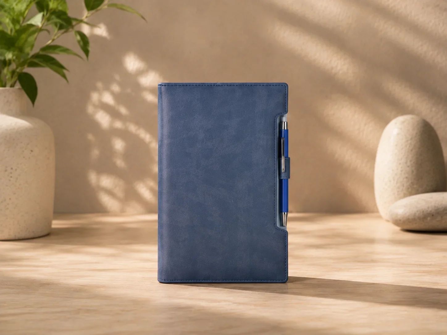 Blue Leatherette Executive Organizer Diary with Side Pen Holder Slot