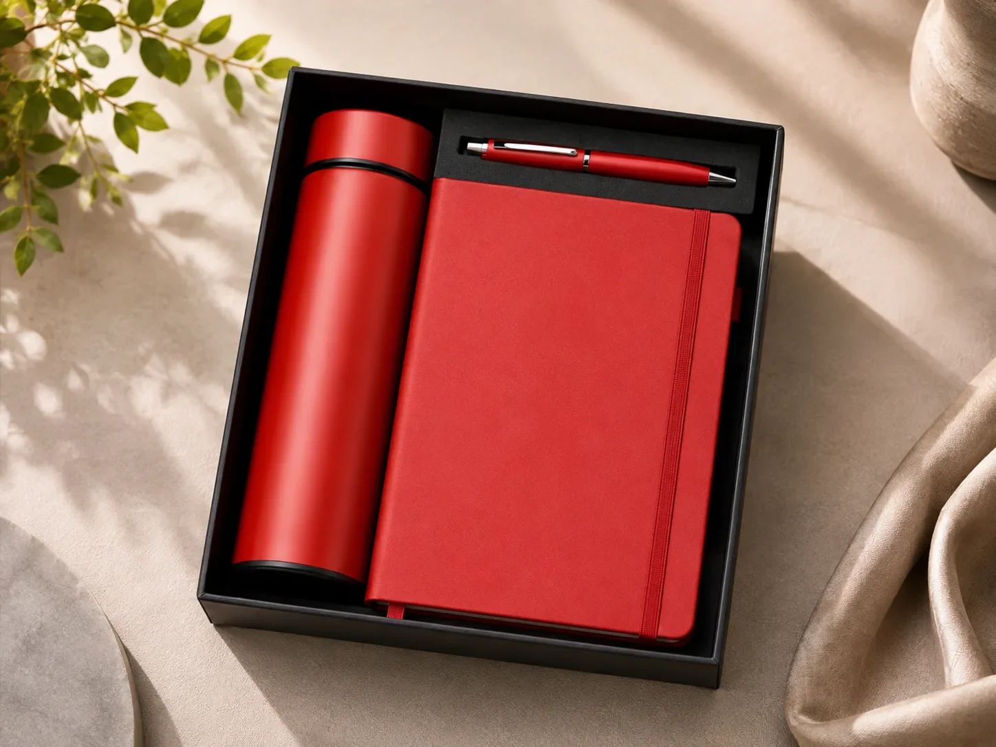 Vibrant Matte Red 3-in-1 Hydration & Workspace Gift Combo