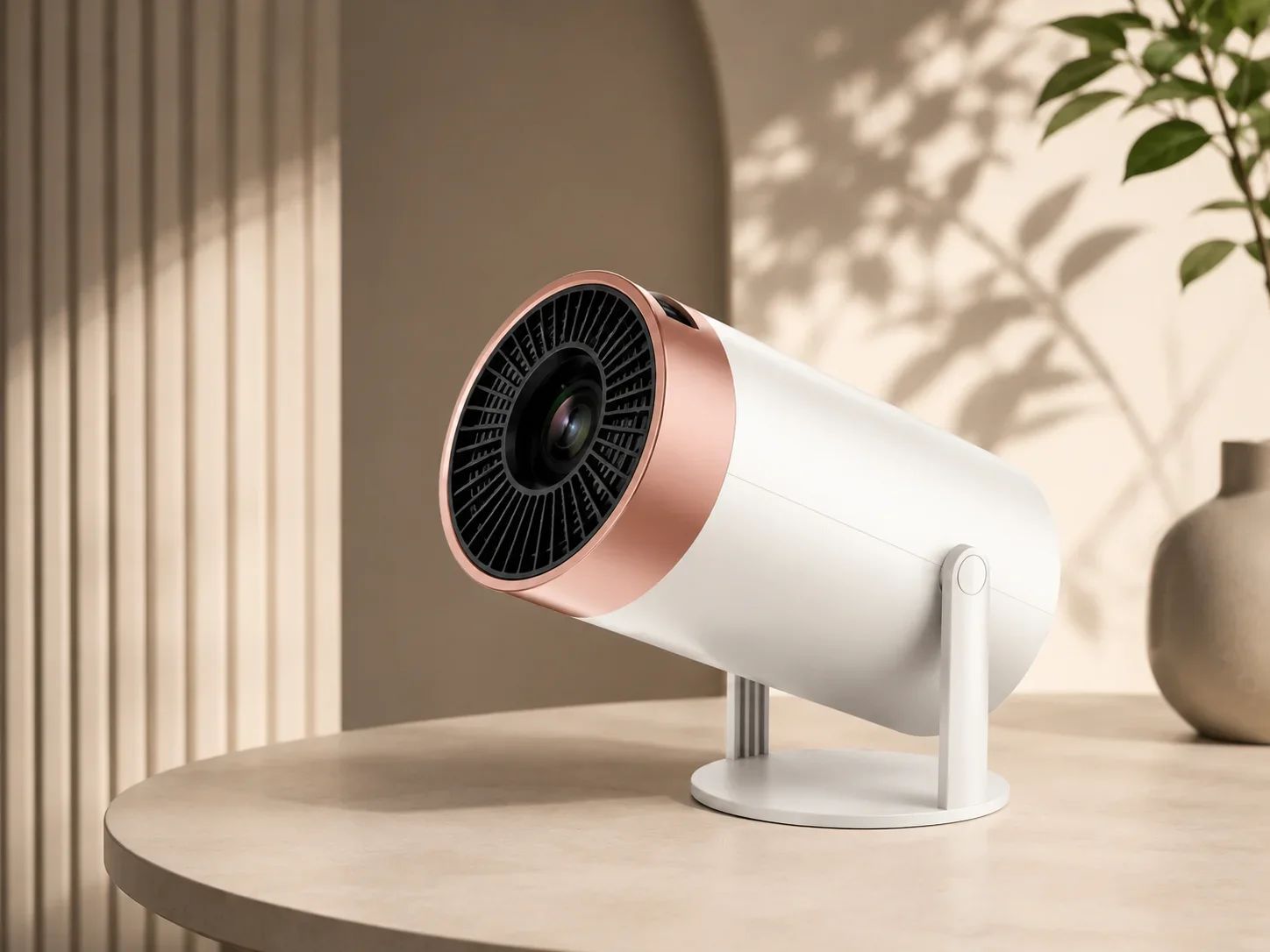 Lapcare Rotating Cylindrical Smart Projector with Rose Gold Accent