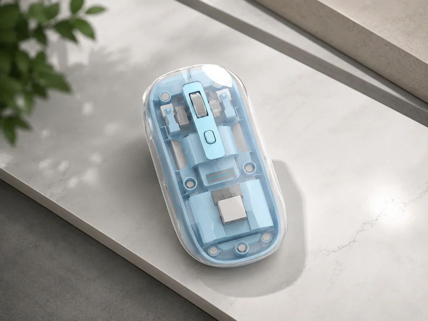 Lapcare Transparent Wireless Optical Mouse in Light Blue