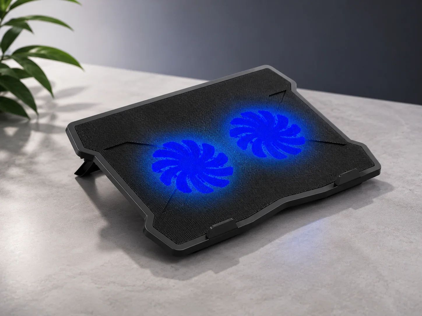 Lapcare Dual Fan Ergonomic Laptop Cooling Pad with Blue LED