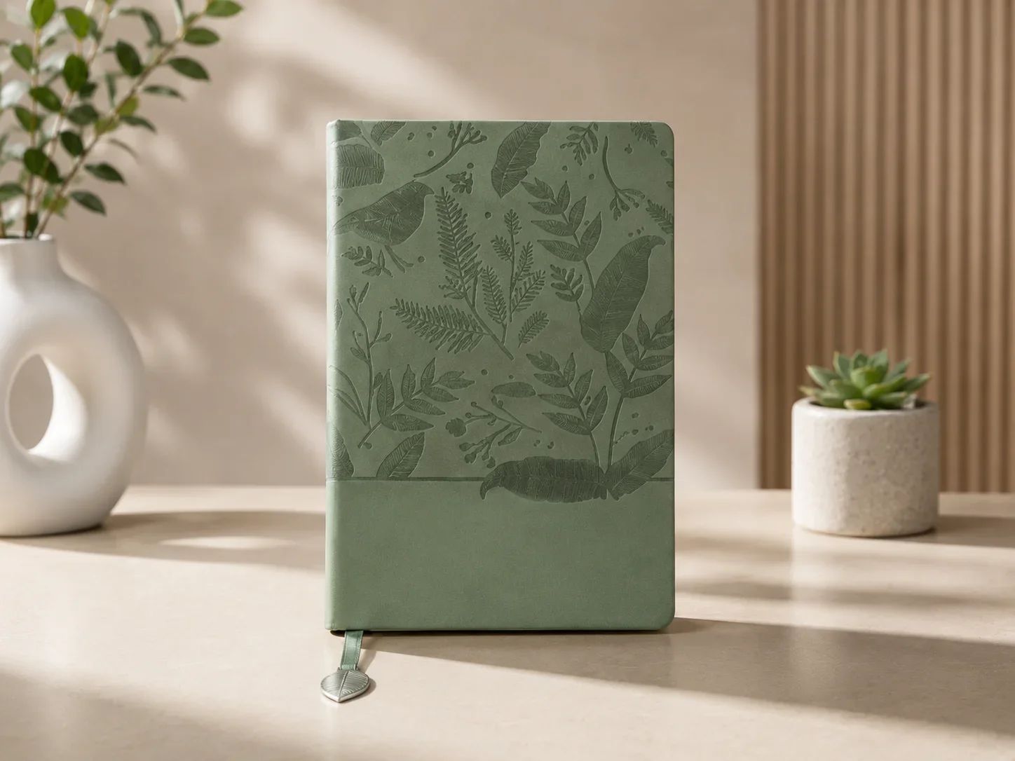 Lapcare Embossed Botanical Hardcover Journal with Leaf Charm