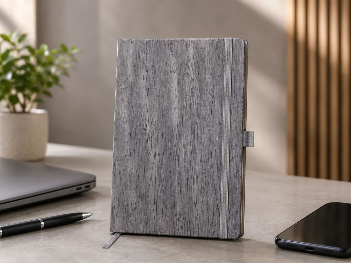 Lapcare Executive Textured Wood-Grain Hardcover Notebook