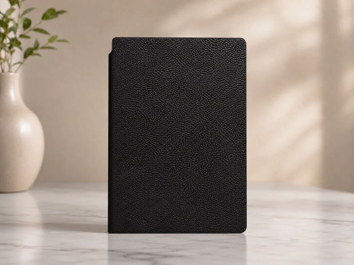 Classic Black Pebble-Grain Textured Leatherette Executive Diary