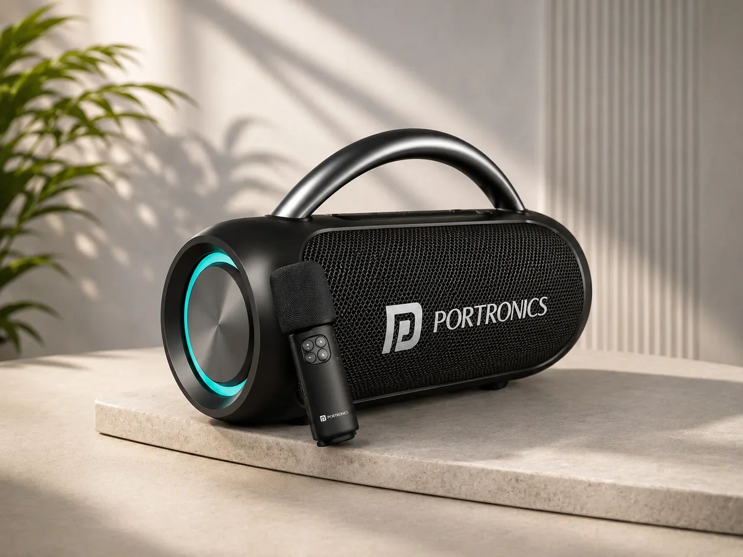 Portronics Portable Karaoke Bluetooth Speaker with Wireless Microphone & Ambient LED Lights