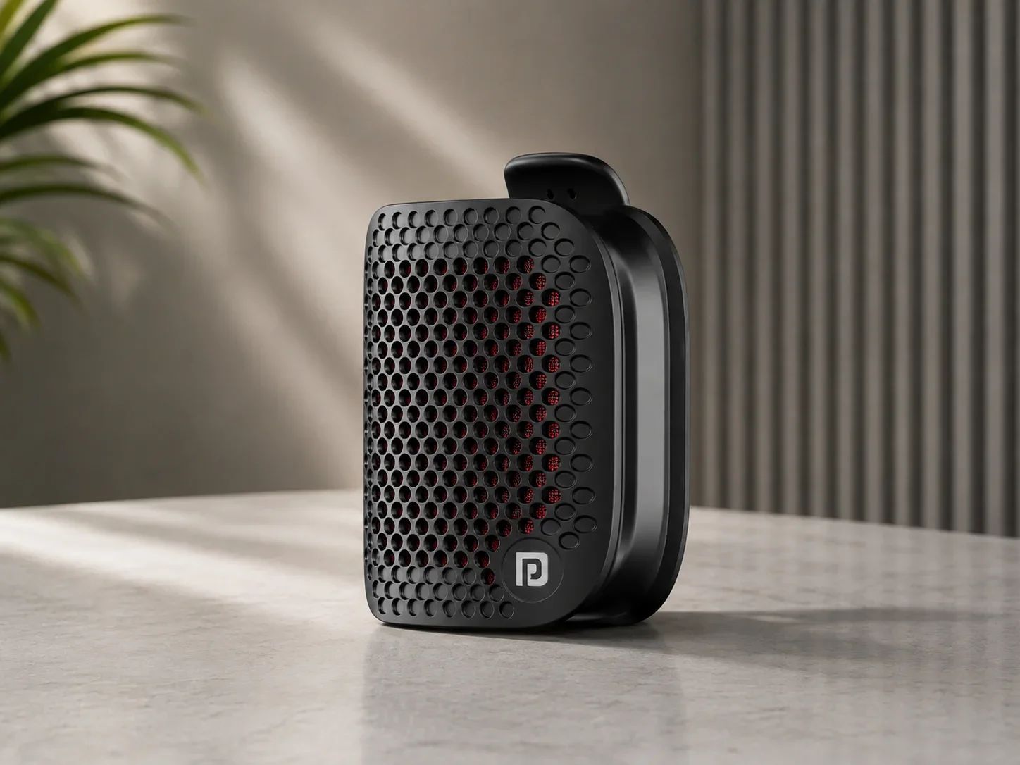 Portronics Perforated Mini Bluetooth Speaker with Red Underlay Accent