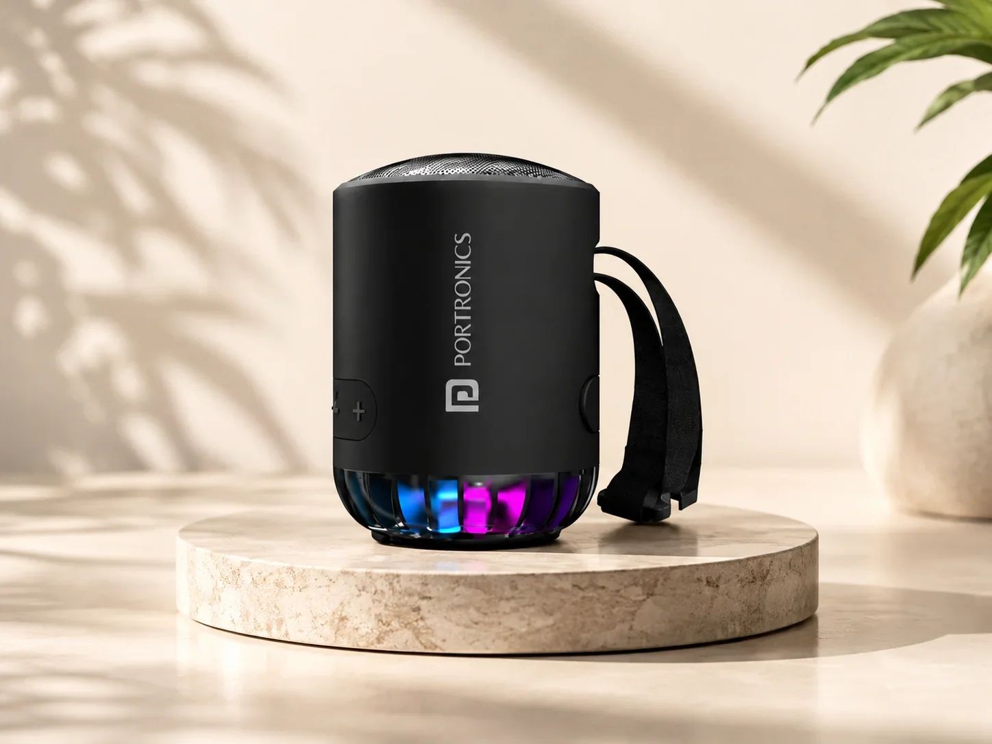 Portronics SoundPulse Compact Wireless Bluetooth Speaker with Base RGB Light Matte Black